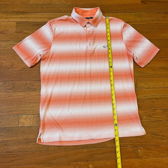 Greg Norman Mens M Polo Golf Shirt Orange Geometric Summer Comfort Front Shark - Picture 2 of 7